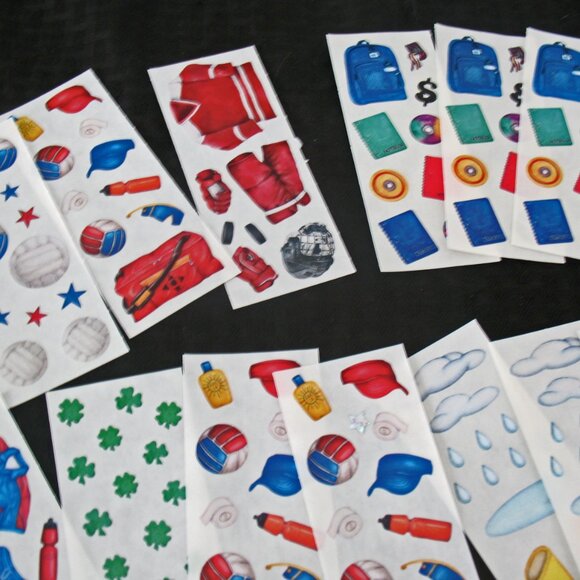 Creative Memories Lot Stickers, 35 studio -Sports, Backpacks, Rain Puddles, Food - Picture 3 of 11